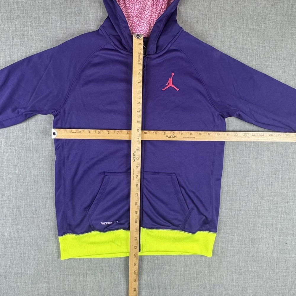 Jordan Hoodie Youth XL Purple Therma-Fit Full Zip Fleece Neon Cuffs Hem Athletic - Picture 9 of 12